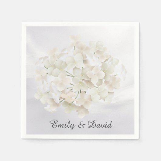 Witte hortensia op wit Abstract Servet (Voorkant)