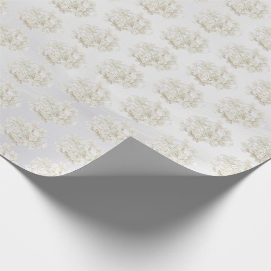 Witte hortensia op wit cadeaupapier (Hoek)