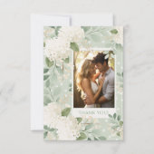 Witte Hortensia Oude Trouwer Dank Je Bedankkaart (Voorkant)