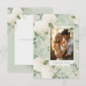 Witte Hortensia Oude Trouwer Dank Je Bedankkaart (Voorkant / Achterkant)