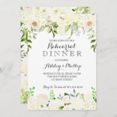 Witte hortensia repetitie dineruitnodiging kaart (Voorkant / Achterkant)