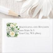 Witte Hortensia Rozen Bloemen Groene Bruiloft Etiket (Insitu)