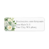 Witte Hortensia Rozen Bloemen Groene Bruiloft Etiket (Voorkant)