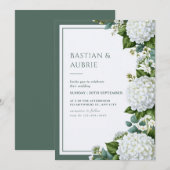 Witte Hortensia Salie Bruiloft Kaart (Voorkant / Achterkant)
