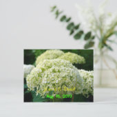 Witte hortensia Save the Date Briefkaart (Staand voorkant)
