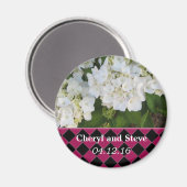 Witte Hortensia Save the Date Magneet (Voorkant / Achterkant)