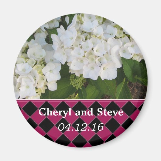 Witte Hortensia Save the Date Magneet (Voorkant)