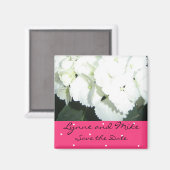 Witte Hortensia Save the Date Magneet (Voorkant / Achterkant)