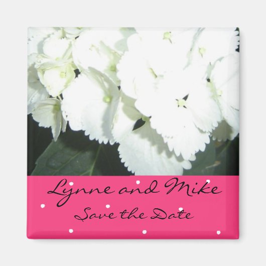 Witte Hortensia Save the Date Magneet (Voorkant)