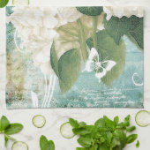 Witte hortensia theedoek (Gevouwen)