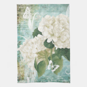 Witte hortensia theedoek