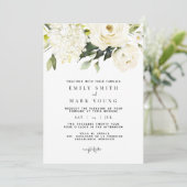 Witte hortensia | White Floral uitnodiging (Staand voorkant)