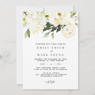 Witte hortensia   White Floral uitnodiging
