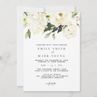 Witte hortensia | White Floral uitnodiging