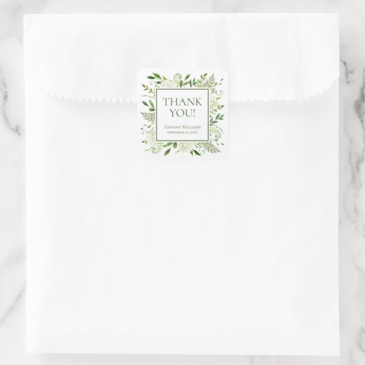 Witte hortensia's Baby shower Dank u Vierkante Sticker (Tas)