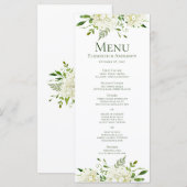 Witte Hortensia's Bloemenschildering Bruiloft Menu (Voorkant / Achterkant)