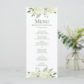Witte Hortensia's Bloemenschildering Bruiloft Menu (Staand voorkant)