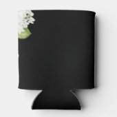 Witte hortensia's bruiloft gunst zwart blikjeskoeler (Achterkant)