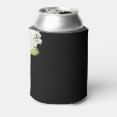 Witte hortensia's bruiloft gunst zwart blikjeskoeler (Blikje Achterkant)