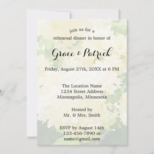 Witte hortensia's bruiloft repetitie uitnodiging (Voorkant)