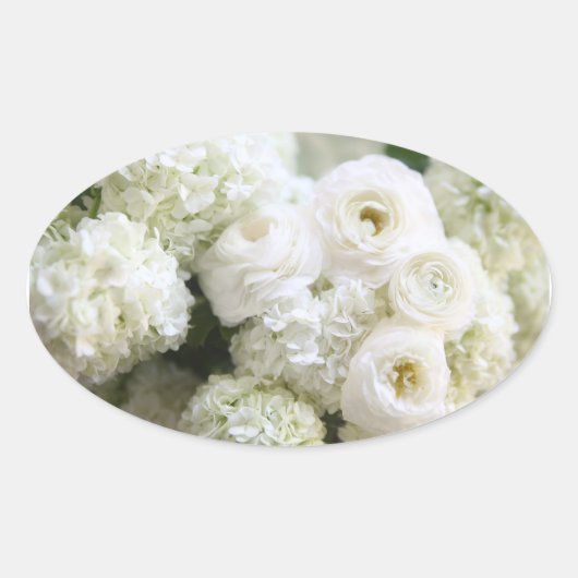 Witte hortensia's en ranunculus ovale stickers (Voorkant)