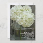 Witte Hortensia's Mason Jar Wedding Kaart (Voorkant)