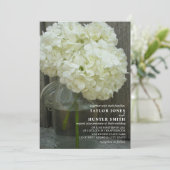 Witte Hortensia's Mason Jar Wedding Kaart (Staand voorkant)