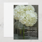 Witte Hortensia's Mason Jar Wedding Kaart (Voorkant / Achterkant)