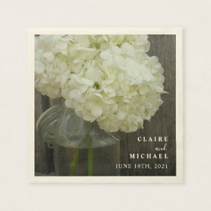 Witte Hortensia's Metselpot Trouwfeest Servet