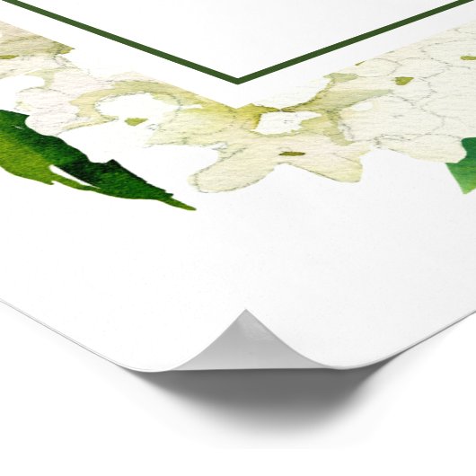 Witte Hortensia's Proefbruiloft Eetfestijn Bord Poster (Hoek)