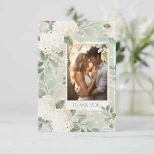 Witte Hortensia's Vintage Trouw Dank Je Bedankkaart
