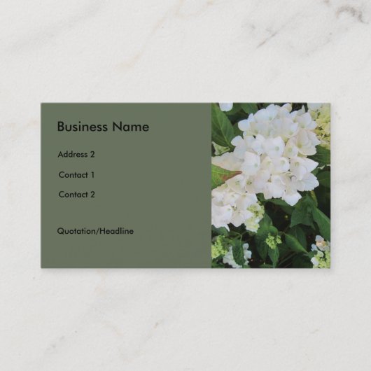 Witte Hortensia's Visitekaartje (Voorkant)