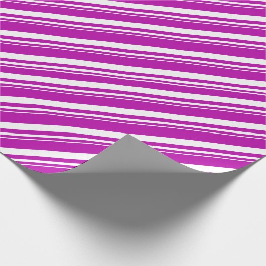 Witte Hot Pink Candy Cane Stripe Vakantie Cadeaupapier (Hoek)
