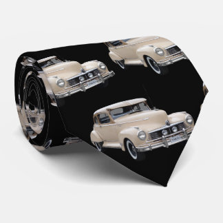 Witte Hotrod 1940s auto patroon Stropdas