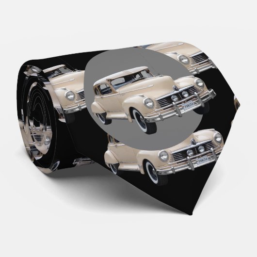 Witte Hotrod 1940s auto patroon Stropdas (Opgerold)