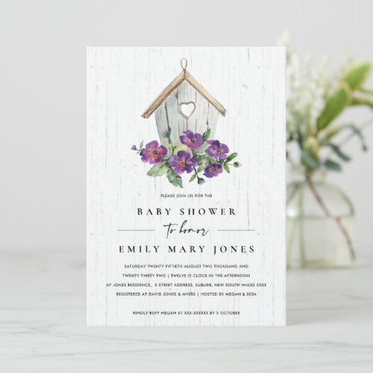 WITTE HOUDEN RUSTISCHE VLOERBAAR BABY SHOWER KAART (Staand voorkant)