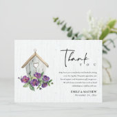 WITTE HOUDEN RUSTISCHE VLOERBARE BIRDHOUSE WEDING BEDANKKAART (Staand voorkant)