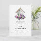 WITTE HOUDEN RUSTISCHE VLOERBARE BIRDHOUSE WEDING KAART (Staand voorkant)