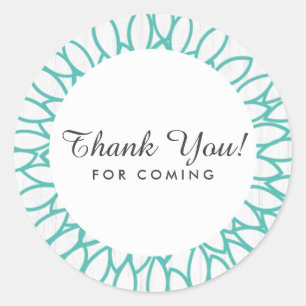 Witte Hout & Blauwgroen Bloemenkrans Dank u gunst Ronde Sticker