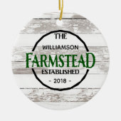 Witte Hout Boerderij Familienaam Kerstmis Keramisch Ornament (Voorkant)