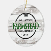 Witte Hout Boerderij Familienaam Kerstmis Keramisch Ornament (Links)