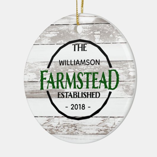 Witte Hout Boerderij Familienaam Kerstmis Keramisch Ornament (Links)