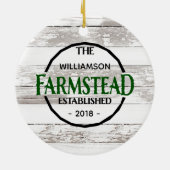 Witte Hout Boerderij Familienaam Kerstmis Keramisch Ornament (Achterkant)