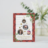 Witte hout en rode spelden | Kerstboom 4 Foto Feestdagenkaart (Staand voorkant)