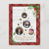 Witte hout en rode spelden | Kerstboom 4 Foto Feestdagenkaart (Voorkant)