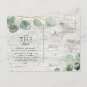 Witte Hout Eucalyptus Botanische Fotobruiloft Aankondigingskaart (Achterkant)