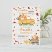 Witte Hout Herfst Oogst Pompoen Truck Pompoen Kaart (Staand voorkant)