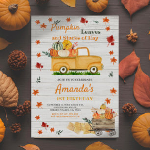 Witte Hout Herfst Oogst Pompoen Truck Pompoen Kaart