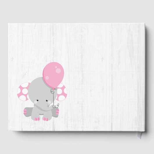 Witte Hout & Roze Olifanten Wensen voor Baby showe Gastenboek (Achterkant)