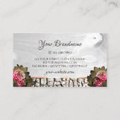 Witte hout Roze rozen boomschors en Initialen Visitekaartje (Achterkant)